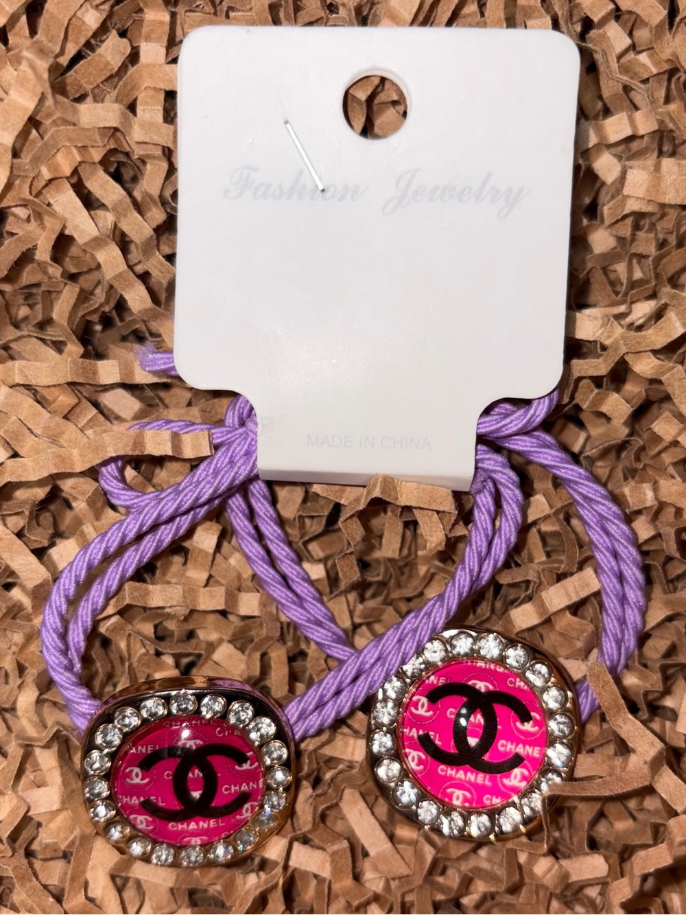 Women’s CC Fashion 
Pink & Purple Crystal Logo Hair Ties